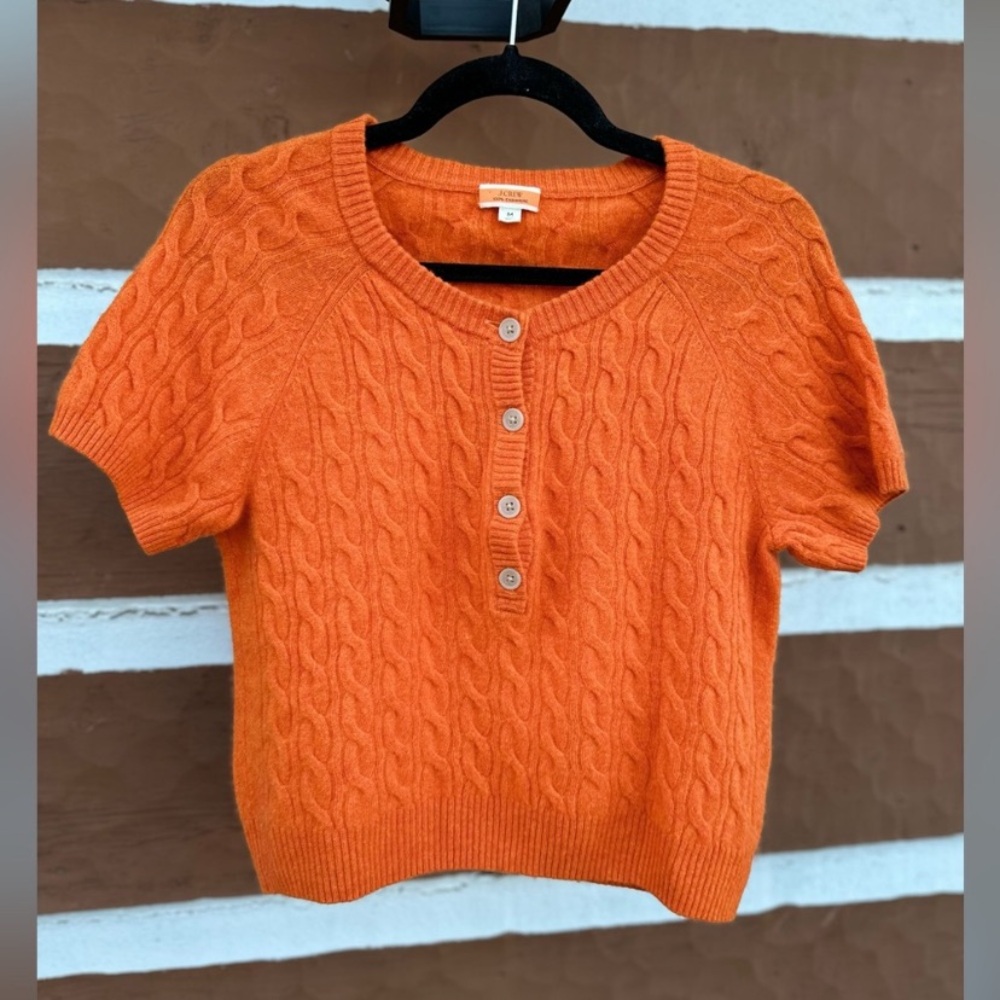 Vibrant Orange Cable Knit Sweater
